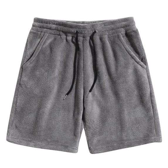 Men's Lounge Shorts 7" Inseam Soft Brushed Fleece Short Pants Above Knee Length Pajamas for Sleepwear Elastic Waist Drawstring with Pockets Casual Summer Home Wear