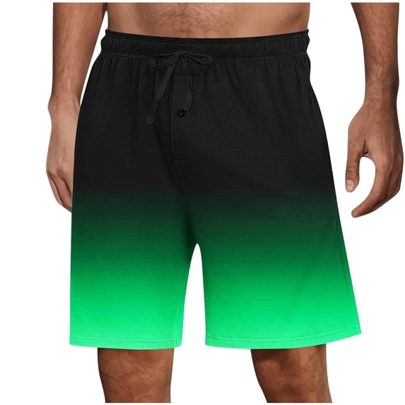 Men's Lounge Shorts Gradient Color Knee Length 9"/10" Inseam Short Pants Elastic Waist Drawstring Summer Casual Pants with Pockets