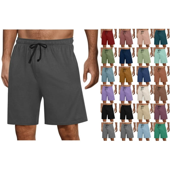 Men’s Lounge Shorts with Drawstring Elastic Waist Soft Lightweight Casual Sleep Shorts for Home Gym Travel Summer Daily Wear