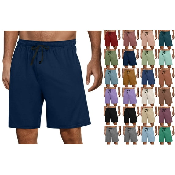 Men’s Lounge Shorts with Drawstring Elastic Waist Soft Lightweight Casual Sleep Shorts for Home Gym Travel Summer Daily Wear