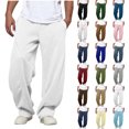 thumbnail image 1 of Men's Lounge Sweatpants Comfy Solid Color Loose Drawstring Pants with Pockets Daily commuting Wear, 1 of 8