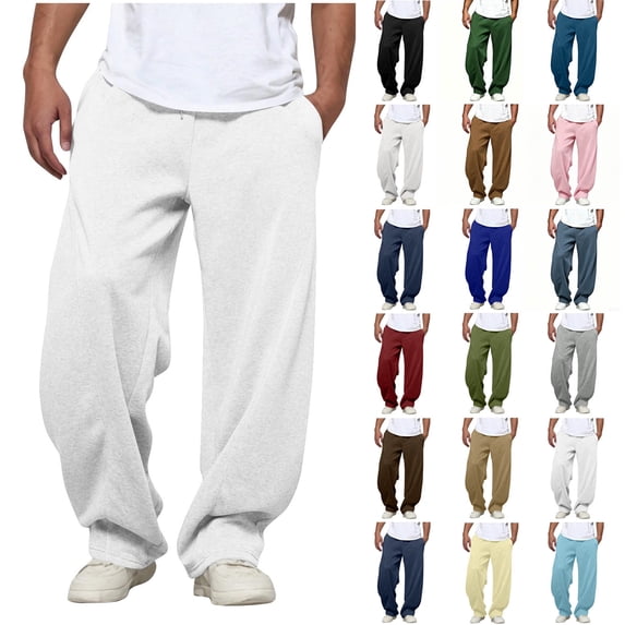 Men's Lounge Sweatpants Comfy Solid Color Loose Drawstring Pants with Pockets Daily commuting Wear