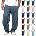 thumbnail image 1 of Men's Lounge Sweatpants Comfy Solid Color Loose Drawstring Pants with Pockets Outfit Travel, 1 of 7