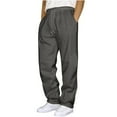 thumbnail image 1 of Men's Lounge Sweatpants Solid Elastic Waist Drawstring Workout Straight Leg Pants with Pockets for Running Dark Gray L, 1 of 5