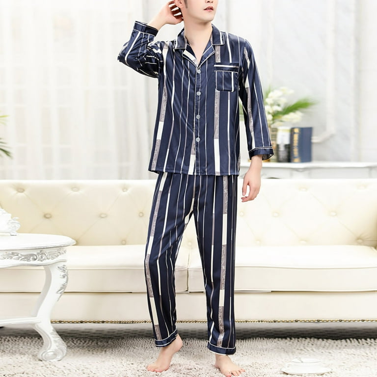 Men s Loungewear Mens Comfortable Simple Long Sleeve Thin Home Suit Set Pajamas Walmart