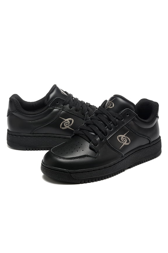 Men's Low-Cut Black Sneakers Premium Leather Rubber Sole