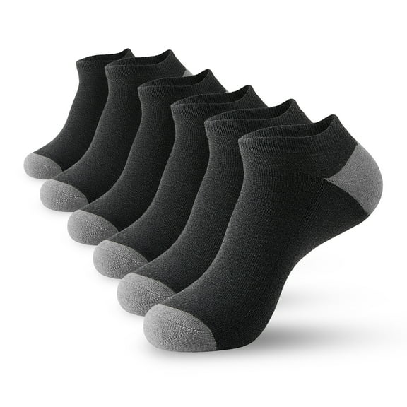 Men's Low Cut Socks 6 Pairs Thick Cushion No Show Socks for Men&Women Cotton Ankle Socks 8-11