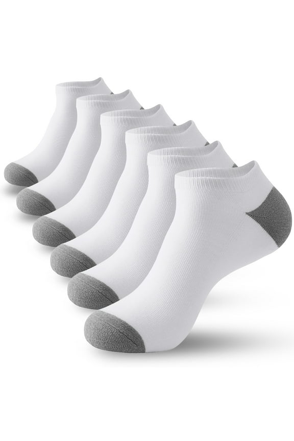 Men's Low Cut Socks 6 Pairs Thick Cushion No Show Socks for Men&Women Cotton Ankle Socks 8-11
