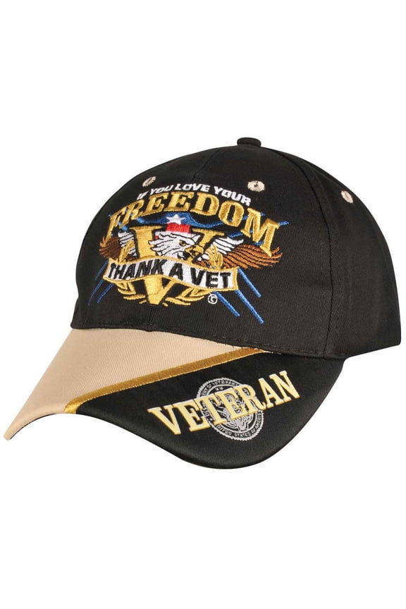 Men's Low Profile Black Freedom Thank A Vet Baseball Hat