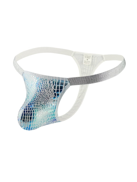 Men's Low Rise Bulge Thong Sexy T-Back Mens Underwear Snakeskin Printed Thongs Underwear Comfortable T-Back G-String