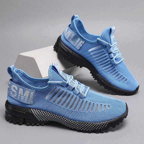 Men's Low-Top Breathable Mesh Sneakers - Lightweight Running Shoes with Cushioned MD Sole Suitable for Training, Gym,, Outdoor - Lace-Up Athletic Footwear for Spring/Summer, Casual Wear (Solid Color)
