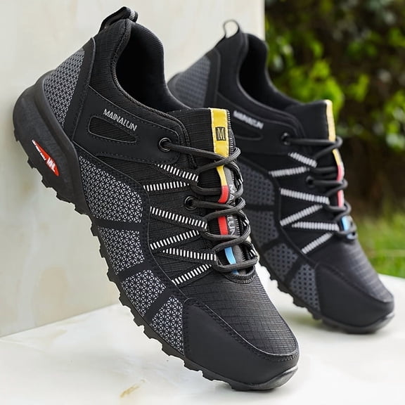 Men's Low-Top Hiking & Trail Running Sneakers with Arch Support - All-Terrain Traction Tread, Cushioned Sole, Lightweight Low-Profile Design - Synthetic-like Upper for Outdoor, Urban & Shoes