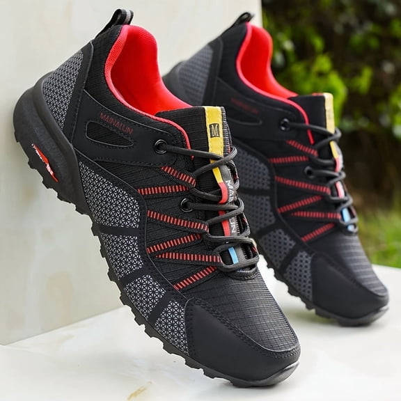 Men's Low-Top Hiking & Trail Running Sneakers with Arch Support - All-Terrain Traction Tread, Cushioned Sole, Lightweight Low-Profile Design - Synthetic-like Upper for Outdoor, Urban & Shoes