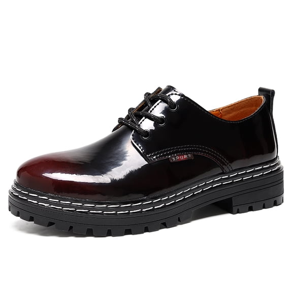 Men's Low‑Top Lace‑Up Oxford Dress Shoes, Casual Chunky Lug Sole ...