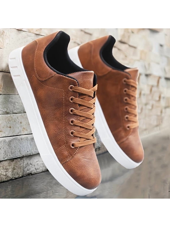 Men's Low Top Lace Up Sneakers Wide Toe Casual Skate Shoes Daily Walking Footwear