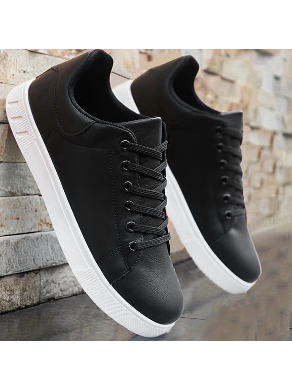 Men's Low Top Lace Up Sneakers Wide Toe Casual Skate Shoes Daily Walking Footwear