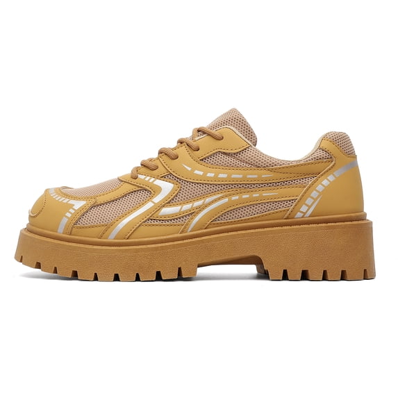 Men's Low Top Mesh Upper Chunky Sole Casual Shoes Lace Up Daily Walking Footwear