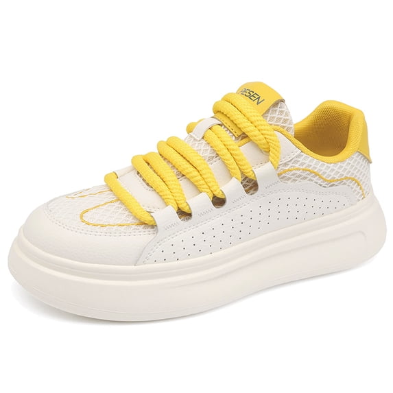 Men's Low‑Top Platform Skate Sneakers, Lace‑up Casual Board Shoe ...