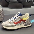 thumbnail image 1 of Men's Low-Top Sneakers - Breathable Sneakers with Cushioned Sole, Thick Traction Tread & Synthetic -like Upper - All-Season Running, Gym, Casual Wear - White/Black/Gray/Beige Lace-Up Sports Shoes, 1 of 9