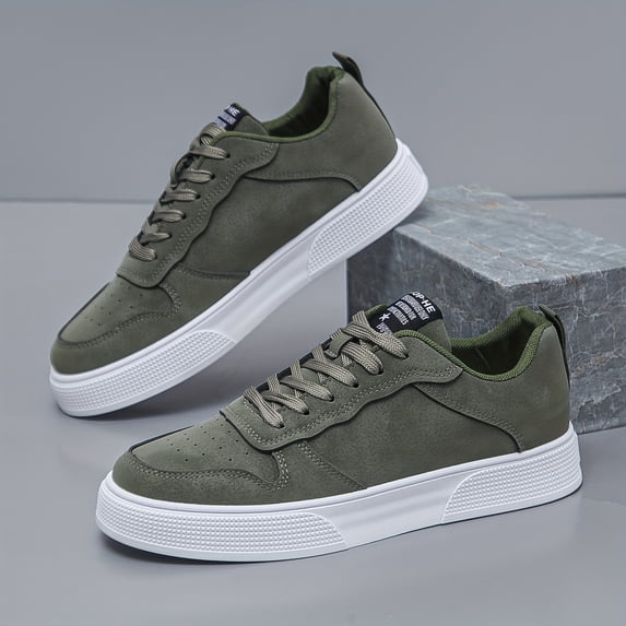Men's Low-Top Sneakers - Lace-Up Round Toe Casual with Cushioned Insole & PVC Sole, - -Terrain Wearable for Office, Gym, Everyday - Solid Color Low-Top (/Tan/Grey/Navy) - Maintenance