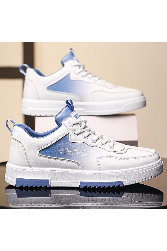 Men's Low-Top Sneakers with Thick Cushioned Sole Minimalist White Casual Shoes Suitable for Gym, Office, - Upper & Round Toe, Streetwear - - Comfortable Athletic Footwear