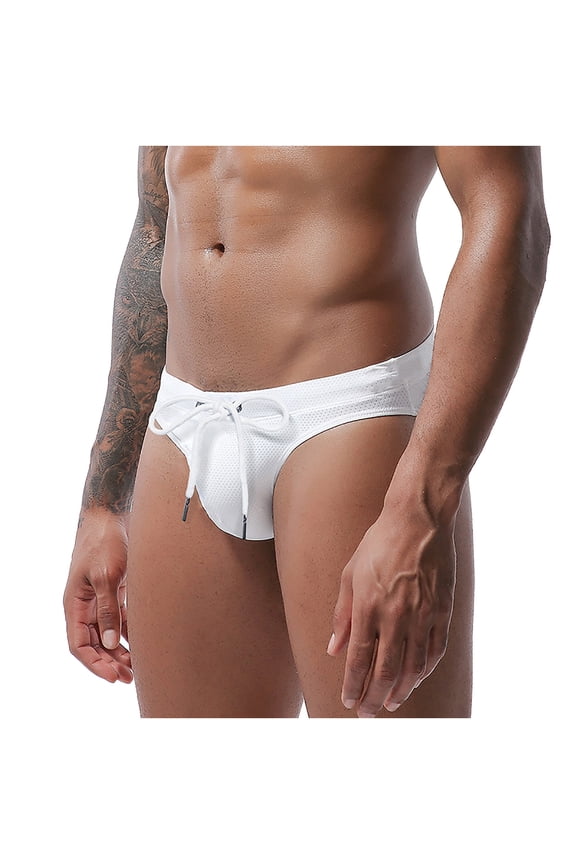 Men's Low Waist Solid Color High Vent Underpants Thong Bikini Underwear Lingerie G String Thongs