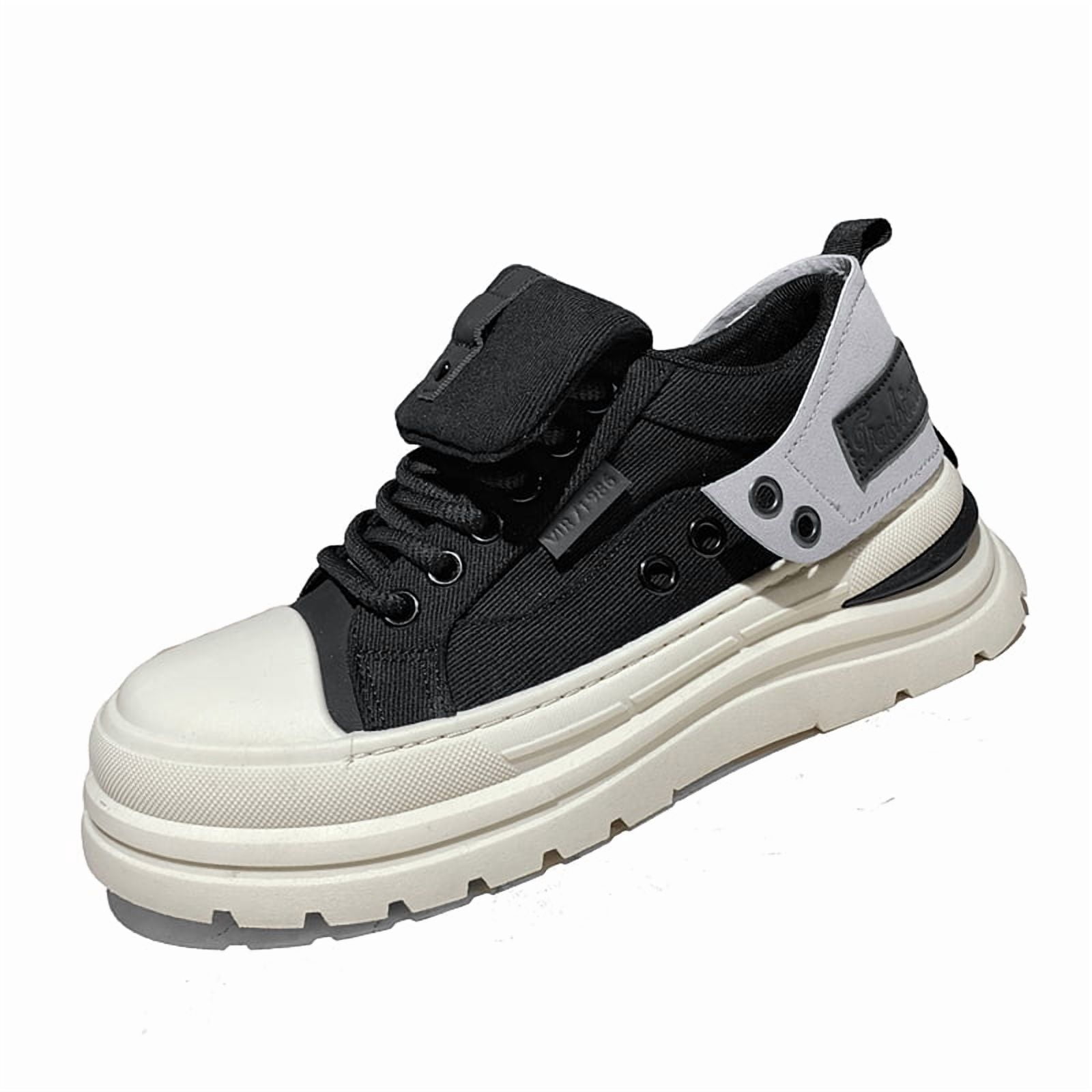 Men's Low‑top Platform Casual Sneakers, Lace‑up Board Shoes with Flip ...