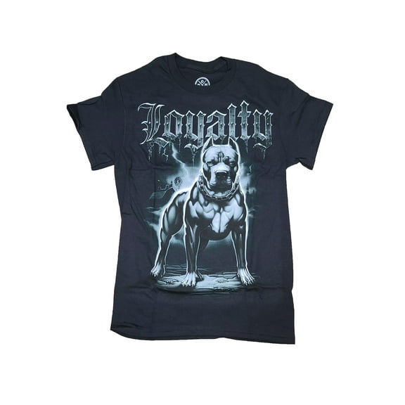 Men's Loyalty Pit Bull Dog Black Graphic T-Shirt - Small