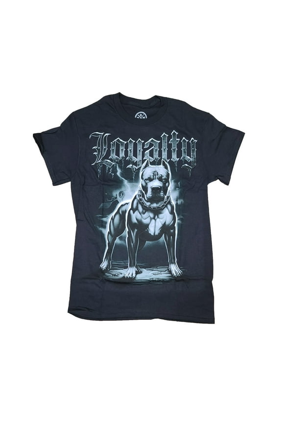 Men's Loyalty Pit Bull Dog Black Graphic T-Shirt - XL