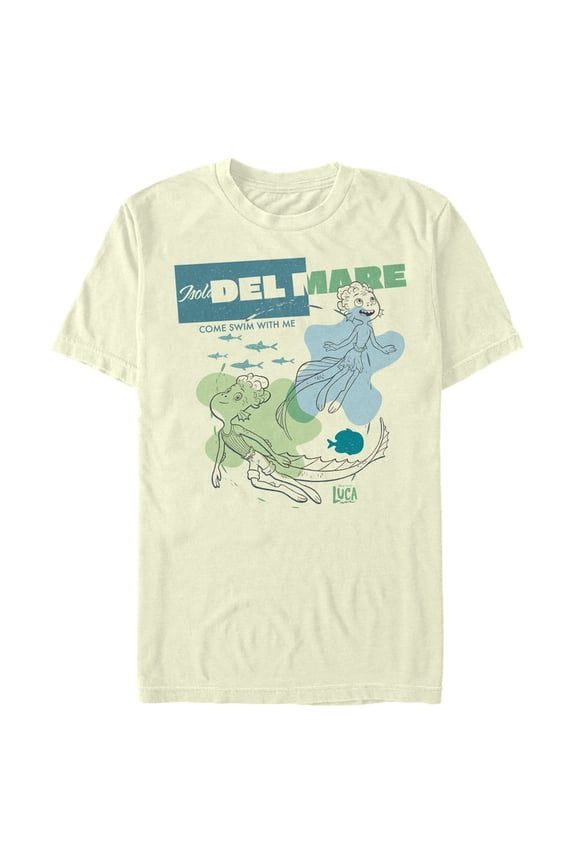 Men's Luca Isola Del Mare Come Swim With Me Graphic Tee Beige Large