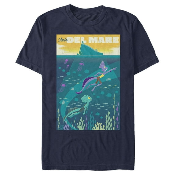 Men's Luca Isola Del Mare Poster Graphic Tee Navy Blue Medium