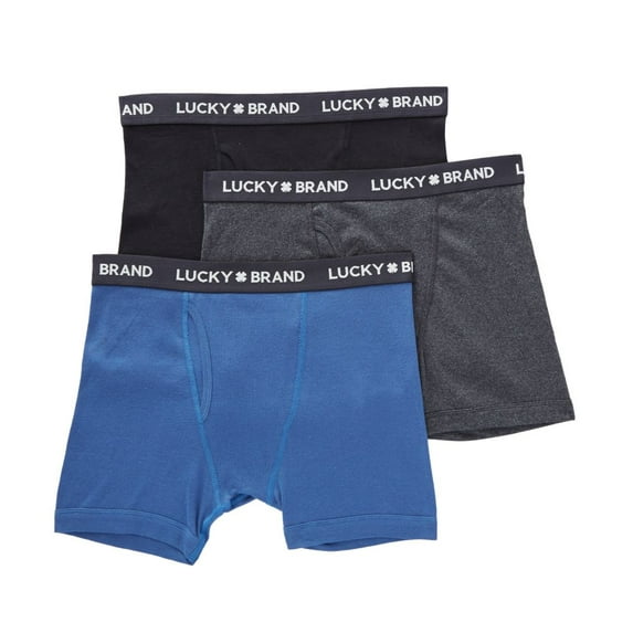 Men's Lucky 00CPB01 Core Cotton Boxer Briefs - 3 Pack (Charcoal/Night/Navy M)