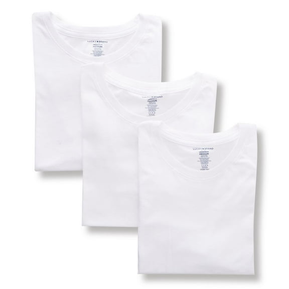 Men's Lucky 00CPT06 Cotton Jersey Slim Fit Crew Neck T-Shirts - 3 Pack (White M)