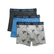 Mens Lucky 201QB07 Cotton Stretch Boxer Briefs - 3 Pack Charcoal/Grey/Harbor S