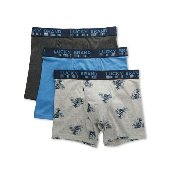 Men's Lucky 201QB07 Cotton Stretch Boxer Briefs - 3 Pack (Charcoal/Grey/Harbor S)