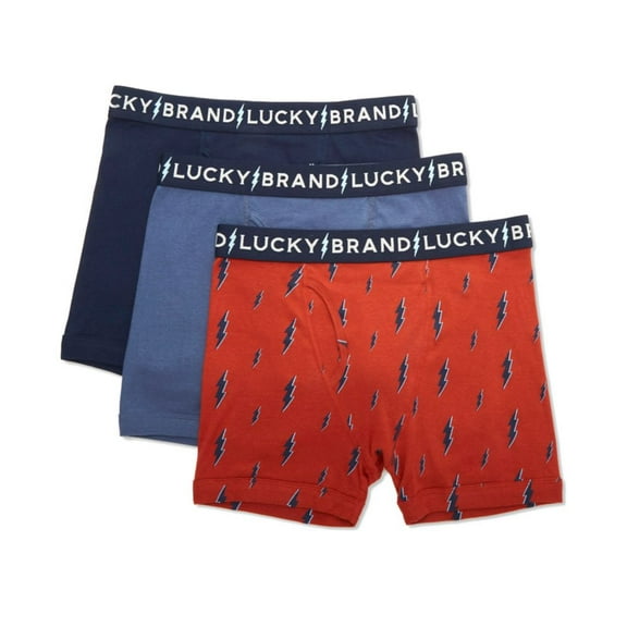 Men's Lucky 211VB06 Cotton Boxer Briefs - 3 Pack (Black/Ochre/Indigo S)