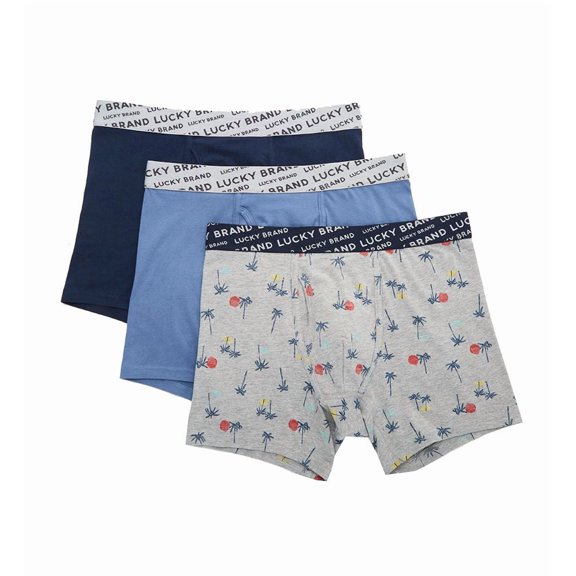 Men's Lucky 211VB07 Cotton Stretch Boxer Briefs - 3 Pack (Black/Grey/Horizon L)