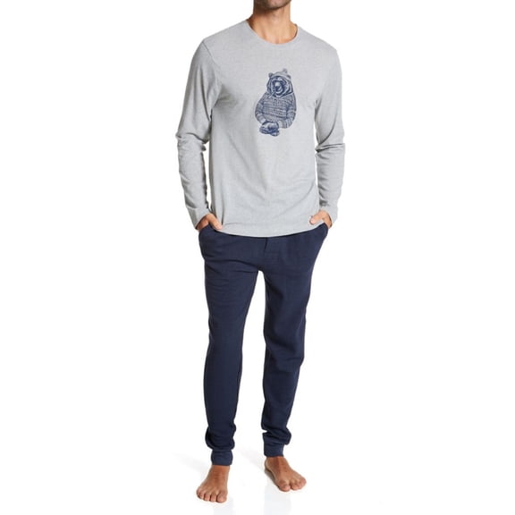 Men's Lucky 213LG08 Jersey Tee & Jogger Pajama Boxed Gift Set (Grey/Mood Indigo S)