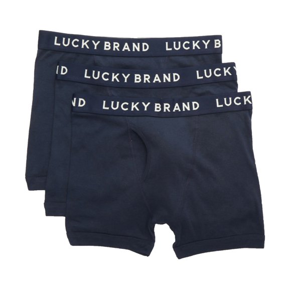 Men's Lucky 213PB06 Cotton Boxer Briefs - 3 Pack (Mood Indigo Assort S)