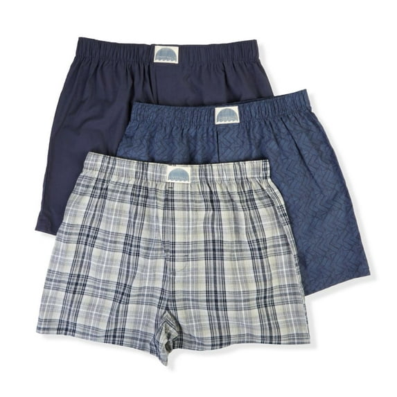 LUCKY BRAND MEN WOVEN X3 - 213 P126 SMALL PLAID NAVY - UNDERWEAR 3 PACK BOXER