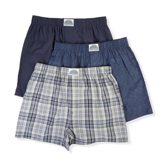 Men's Lucky 213PB09 Cotton Woven Boxers - 3 Pack (Indigo/Mood/Plaid XL)