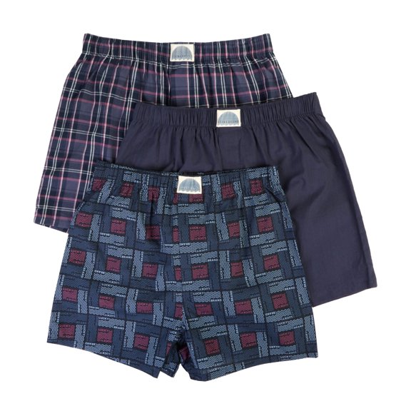 Men's Lucky 213PB09 Cotton Woven Boxers - 3 Pack (Mood/Indigo/Plaid S)
