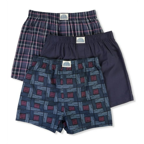 LUCKY BRAND MEN WOVEN X3 - 213 INDIGO WAVES SMALL - UNDERWEAR 3 PACK BOXER