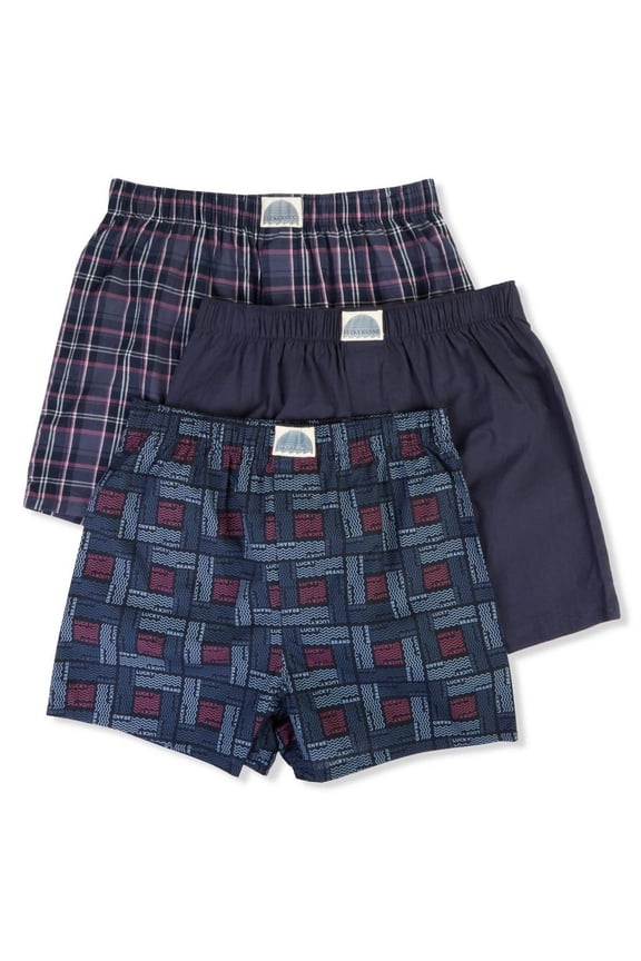 BRAND MEN WOVEN X3 - 213 INDIGO WAVES SMALL - UNDERWEAR 3 PACK BOXER