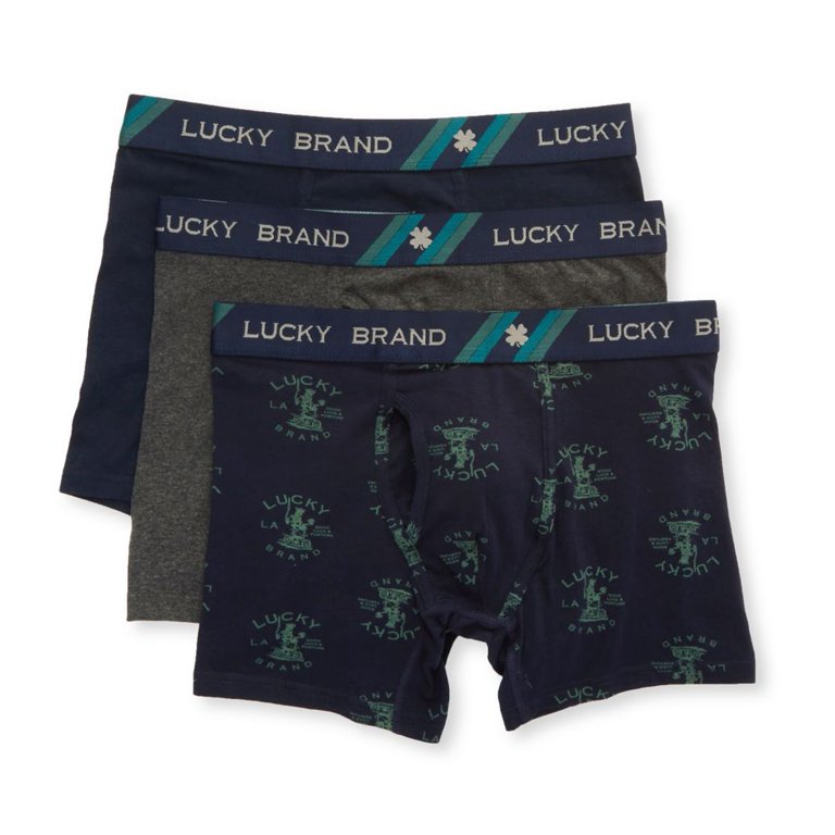 Men's Lucky 213QB07 Art Dad Stretch Boxer Briefs - 3 Pack  (Esclipse/Mood/Charcoal XL)