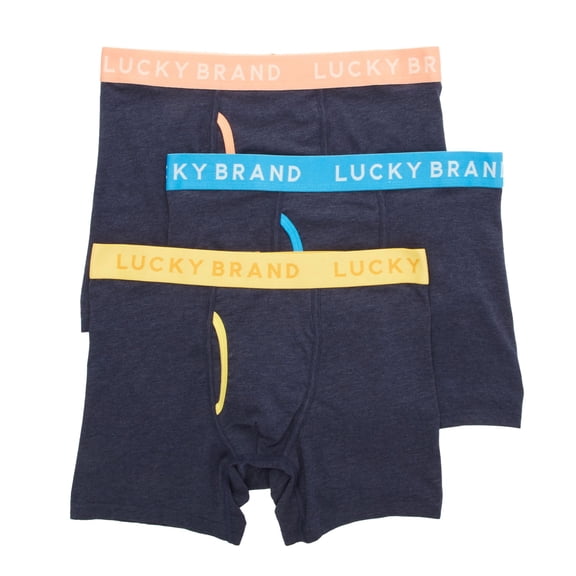 Men's Lucky 233PB07 Cotton Stretch Boxer Briefs - 3 Pack (Mood Indigo Heather M)