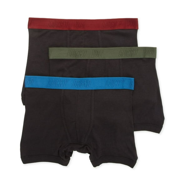 Men's Lucky 233PB32 Cotton Viscose Boxer Briefs - 3 Pack (Jet Black L)