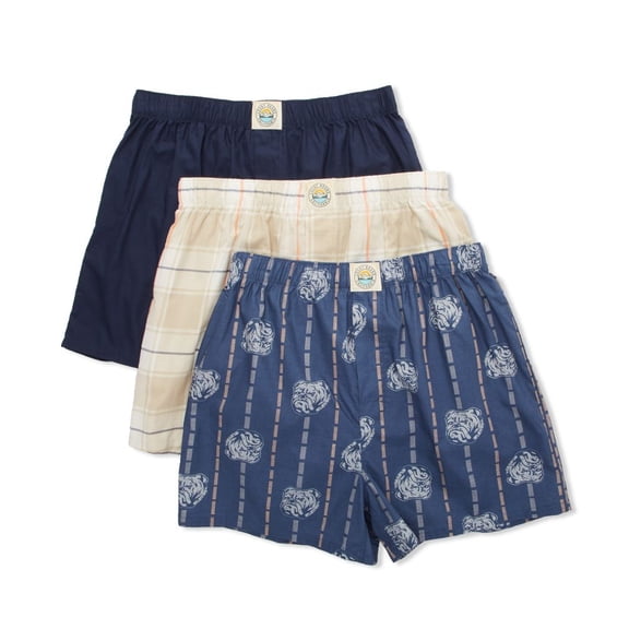 Men's Lucky 241PB09 Cotton Woven Boxers - 3 Pack (Plaid/Print/Indigo M)