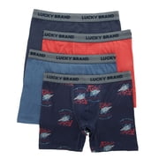 Mens Lucky 241PB25 Essential Soft Boxer Briefs - 4 Pack Indigo/Red/Print M