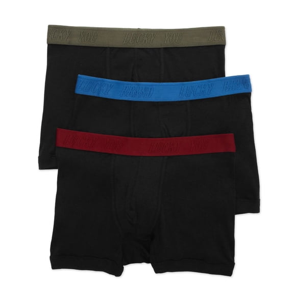 Men's Lucky 241PB32 Cotton Viscose Blend Boxer Briefs - 3 Pack (Jet Black M)